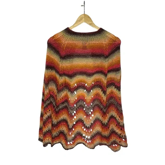 NEW Anna Sui Ombré Hand Crochet Poncho in Rainbow OS - Picture 6 of 12